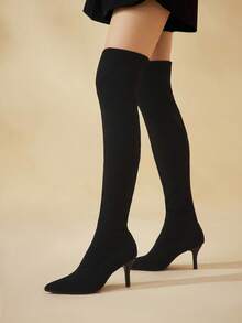 CUCCOO BASICS 时尚百搭的黑色弹力过膝长靴，圣诞节必备