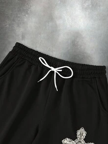 PAVTROS Bộ 2 món áo hoodie và quần ống loe Cross Angel Wings thu/đông dành cho nam - màu đen - Xem 6