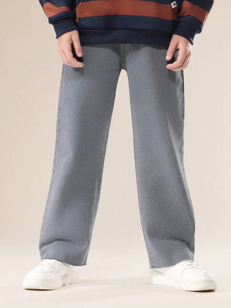 워시드 효과의 와이드 레그 로우 헴 진