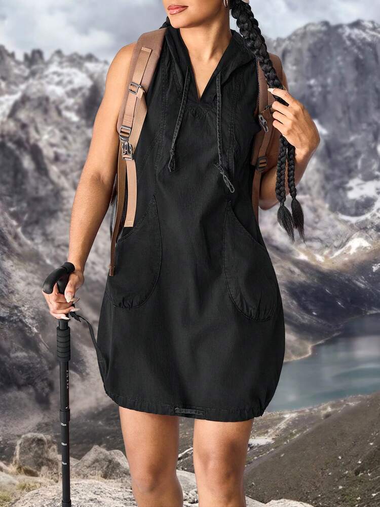 SHEIN EZwear Robes en jean pour femmes pour la randonnée, protection solaire, légères et séchage rapide. Tenues de randonnée pour femmes. Pantalons de randonnée outdoor pour femmes. Tenues de camping pour femmes. Pantalons légers de randonnée pour femmes - Gris - Voir 6