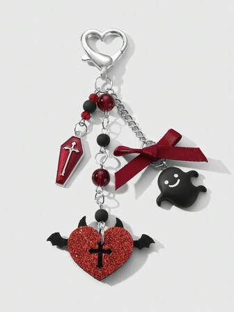 Kawaii 1pc Y2K Chic & Exquisite High-Quality Silver Chain Decor With Star, Dice, Ribbon, Bow, Rhinestone, Wings, Heart, Cherry Pendant, Suitable For Women Daily Wear, Gift