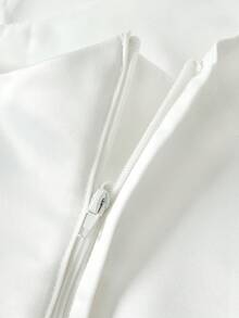 Vestido con volantes de malla, escote con hombros al descubierto, detalles de perlas y rhinestones y moño para niñas preadolescentes - Blanco - Ver 8