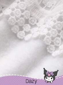 DAZY HELLO KITTY AND FRIENDS | SHEIN 少女针织连帽撞色蕾丝长袖羊毛连衣裙 - 淺灰色 - 查看 7