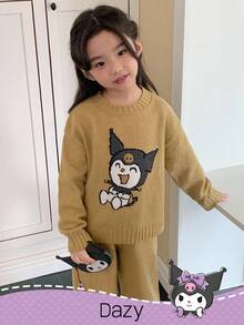 DAZY HELLO KITTY AND FRIENDS | SHEIN 少女可爱卡通图案圆领长袖毛衣针织裤套装秋冬 - 黃色 - 查看 5