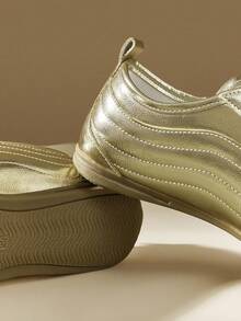 CUCCOO EASI 女式黑色复古休闲运动鞋 - 金色 - 查看 5