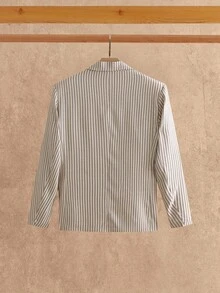 HIMLAND Men's Casual Woven Contrast Collar Striped Slim Fit Blazer, Old Money, For Fall Winter