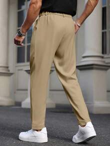 Manfinity Bizformal Manfinity Bizformal Men's Straight Leg Casual Trousers, Retro British Style Versatile Pants,Boyfriend Gifts,Valentine' Day Men,White Men Pants Men Pleated Suit Pants Men Pants Beige Pants For Men Men High Waisted Pants Men Khaki Pants