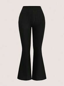 Franclia 加大码弹力针织喇叭裤，秋冬喇叭裤，女士罗纹喇叭裤，2条装喇叭裤 - 彩色 - 查看 7