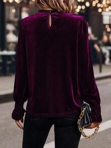 EMERY ROSE Elegancka bluzka w jednolitym kolorze z bufiastymi rękawami do dojazdów do pracy, jesień