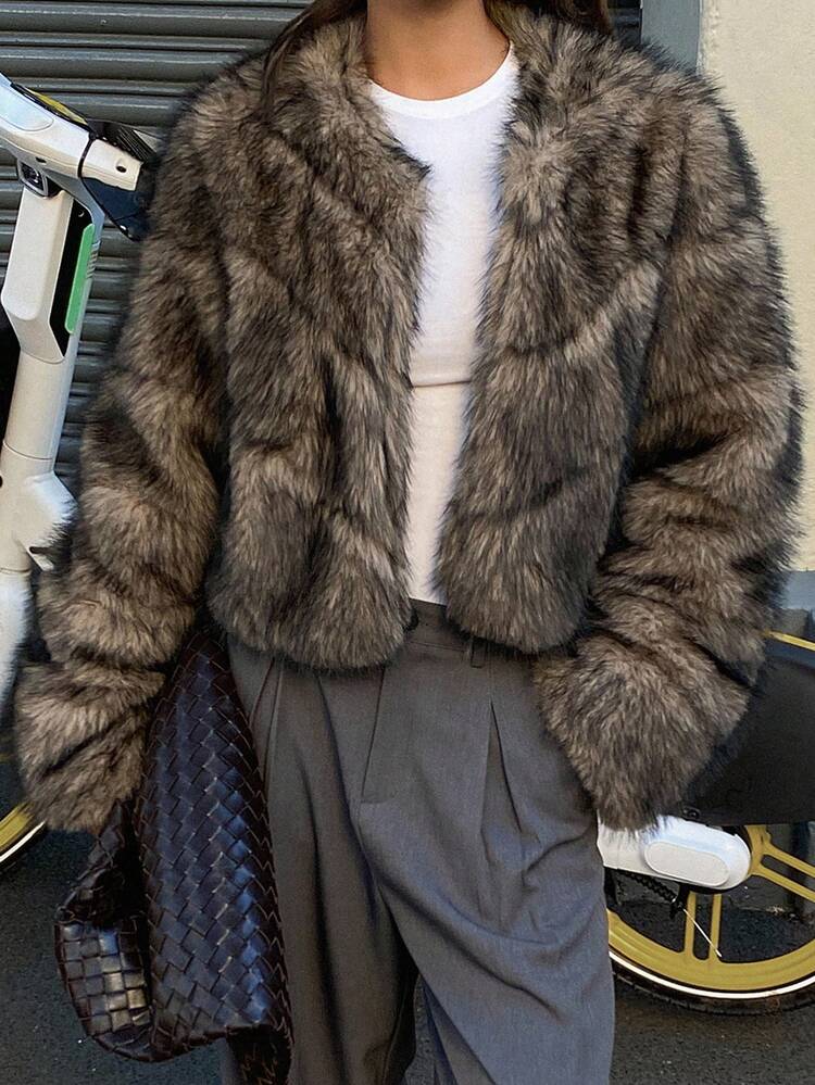 Women's Short Faux Fur Jacket, Autumn/Winter Y2k Women Coats