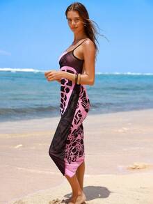 Breezaya Cubre-todo de gasa con estampado de mariposa y bloques de color para vacaciones en la playa 2025 - Multicolor - Ver 5