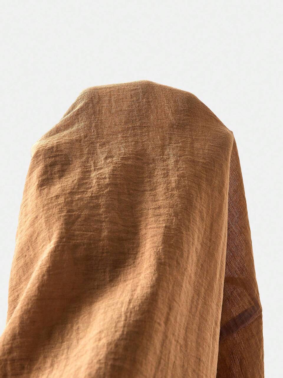 SHEIN Maija Vestido Casual Feminino Marrom de Decote em U, Solto e Confortável, de Manga Média, Vestido Longo Simples e Estiloso para o Dia a Dia, Trabalho, com Cintura Cintada, Adequado para Verão e Outono