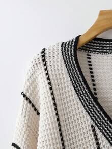 Rusticease Striped Pattern Drop Shoulder Sweater Dress - Multicolor - View 5