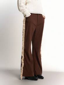 Bloopia Vintage Bohemian Hippie Chic Fashion Women's Autumn/Winter Halloween Corduroy Fabric Boho Asymmetrical Tassel Decor Casual Pants - Coffee Brown - View 3