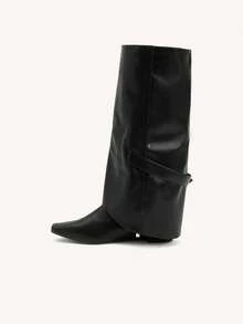CUCCOO CHICEST Casual Comfortable Flat Simple Knee-High Boots - Black - View 8