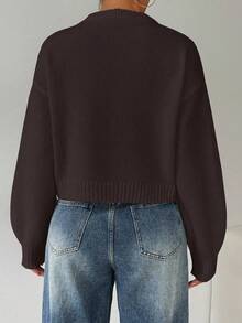 EMERY ROSE Damski sweter w jednolitym kolorze, prosty, swobodny, z okrągłym dekoltem i długim rękawem, biały