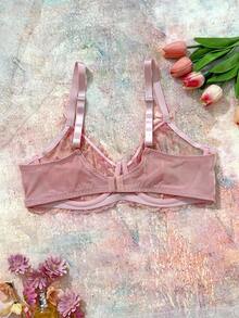 FloralLove لانجري جميل بحمّالة حجم كبير مطرزة بالدانتيل و بعقدة, صدرية بدون أسلاك