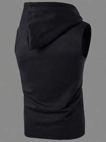 Coreblaze Casual Graphic Print Zip-Up Sleeveless Men Sports Jackets - Black - View 2