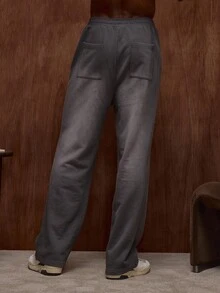 Musero Quần jogger dáng rộng, chất liệu cao cấp, chất liệu đã qua xử lý giặt, có đường may xếp ly, chỉ bao gồm phần thân dưới, thích hợp cho mùa Thu/Xuân/Hè. - màu đen - Xem 4