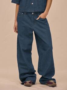 MUSERA Quần jeans denim ống đứng cạp thấp có túi và đai, chỉ bán phần quần, thích hợp cho mùa hè, phong cách thường ngày, phù hợp với các dịp lễ hội, hòa nhạc, miền Tây, kỳ nghỉ, mùa thu, mùa đông, Nashville, ốc đảo, sang trọng, mùa xuân. - Màu xanh bụi bặm - Xem 2