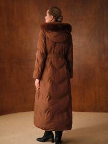 MOTF PREMIUM WOMEN'S HOODED LONG PADDED COAT WITH DETACHABLE FURRY TRIM