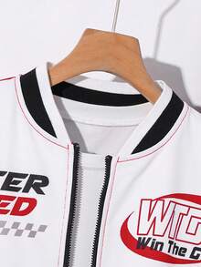 青少年男童棒球夹克套装，宽松休闲摩托车图案运动服，适合通勤、上学、日常休闲、运动、秋冬季穿着，男童运动套装，两件套青少年男童运动服，青少年男童运动服，赛车夹克套装，青少年男童两件套，冬季套装，冬季服装，秋季服装，秋季服装，所有儿童服装，黑色上衣，黑色裤子，秋季上衣，圣诞红 - 紅色 - 查看 5