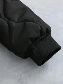 PAVTROS 1pc Tween Boy Black Embroidered Logo Soft Cotton Jacket, Comfortable & Easy To Wear, Suitable For Autumn/Winter, Outdoor, School, 2025 Back To School Season, Kids' Collegiate Style Sportswear, Embroidered Logo Design, Structured Fit Fall - Black - View 5