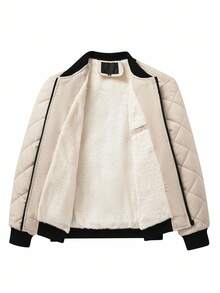 Manfinity Homme Cappotto casual imbottito e trapuntato con colletto da baseball a contrasto di colore, adatto per autunno/inverno, da uomo