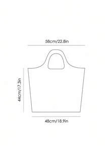 HARRY POTTER X SHEIN 1pc Badge Pattern Printed Polyester Foldable Shopping Bag, Beach Bag, Tote Bag With Detachable Pouch On Chain, Harry PotterChristmas