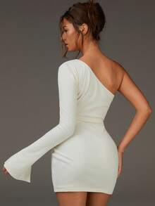 Athîral Váy mùa thu cho nữ, Váy đi chơi sang trọng, Váy trễ vai màu trắng, Váy dự tiệc cưới - Kem - Xem 2