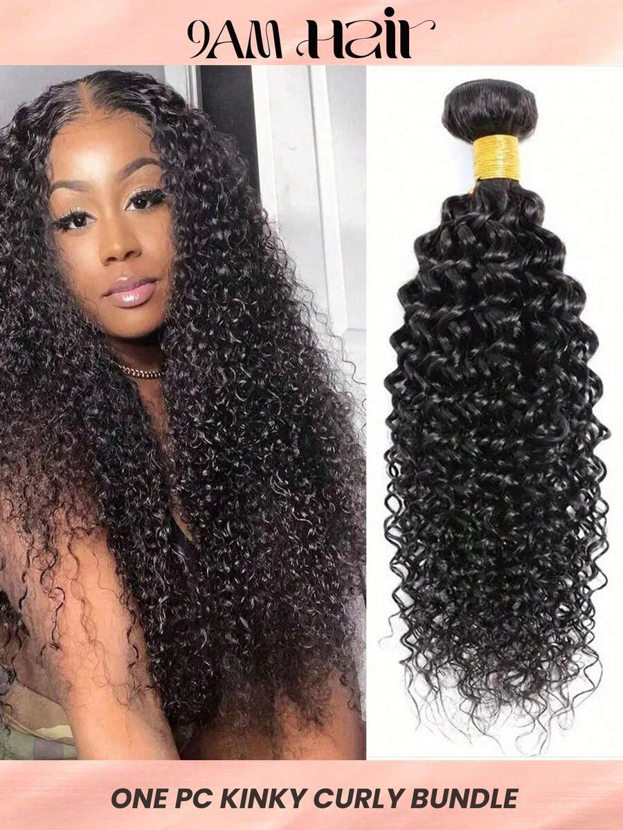 1入組捲髮自然黑色人髮束延伸8-30英寸編織束緯線接髮高質量適合女士