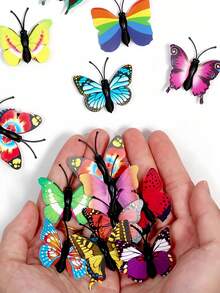 SHEIN Set de 10/20/30 piezas de chinchetas con mariposas de simulación de colores aleatorios, adecuadas para decorar tableros de fotos o tableros de anuncios - Multicolor - Ver 3