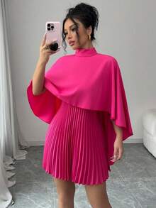 Selianne Váy nữ cổ cao xếp ly lãng mạn thanh lịch - Màu Hồng Tươi - Xem 6