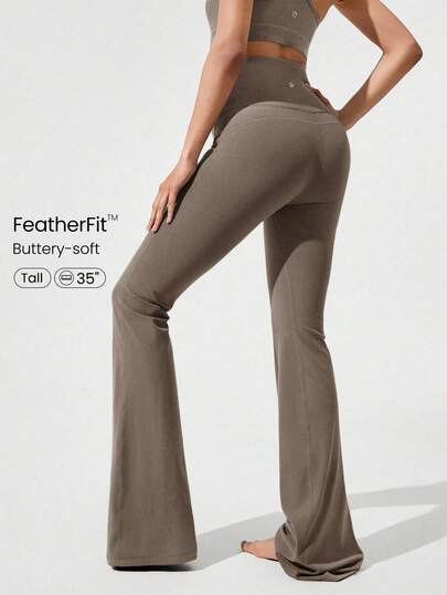 GLOWMODE 35" FeatherFit™ Go Groove Ultra Long Flare Leggings Low Impact Yoga Pilates Studio Daily Casual Wear Fall Winter