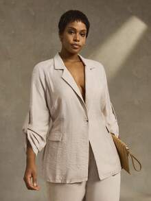 Linhara Women's Casual Minimalist Button Tie Blazer Winter Fall Autumn