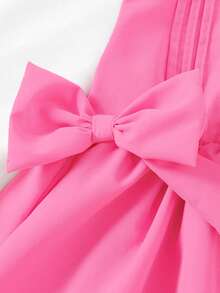 SHEIN Kleine Mädchen Frühling & Herbst Vintage akademischer Stil Gewebe Kleid mit 3D Schleifen Dekor, Rosa; Kleine Mädchen Weiß Langarm Kleid mit Rüschen Saum und Bernstein Knöpfen, geeignet für Schulanfang, süß & elegant für Alltag, Reisen, Fotoshootings und Zusammenkünfte Herbst Winter - Heißes Pink - Übersicht 6