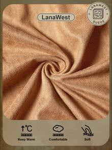 LanaWest Women's Camel Autumn Western Vacation Knitted Suede V-Neck Long Sleeve Flare Elastic Waist A-Line Brown Ruffle Collar Ruched Pocket Maxi Casual Dress - Brown - View 9