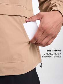 Men's Casual Versatile Letter Print Hooded Jacket - Khaki - View 3