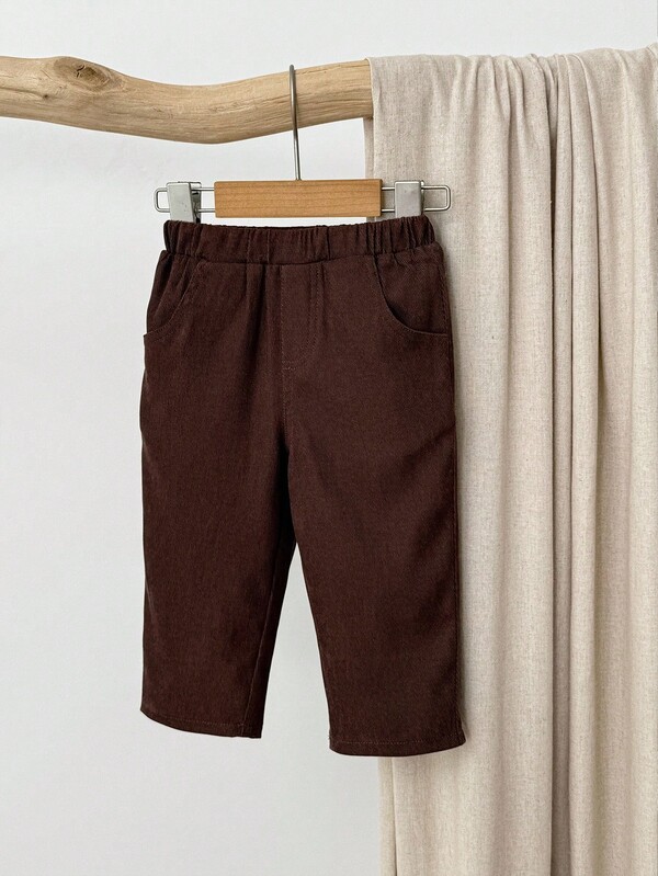 Blossori Pantalones casuales y versátiles de unicolor para niños pequeños