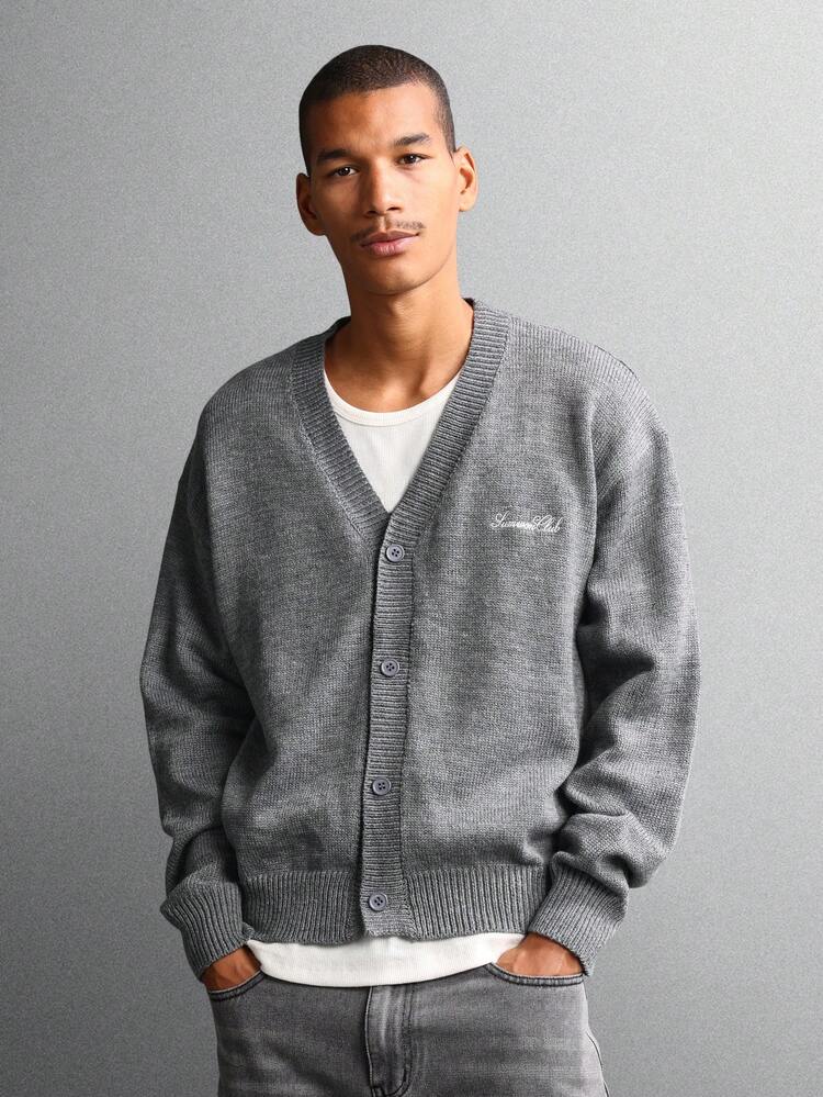 Cable Knit Button Front Cardigan With V Neck