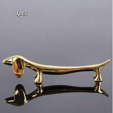 4 SZT. 3 SZT. 1 SZT. Aluminiowy uchwyt na pałeczki w kształcie zwierzątka, luksusowy wzór psa i jelenia, nowoczesna zastawa stołowa, akcesoria do jadalni, do kuchni, domu i hotelu - Wielokolorowe - Zobacz 15