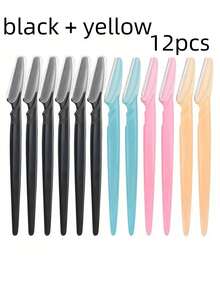 SHEIN 1/3/6/1224pcs Precision Eyebrow & Face Razors For Men & Women - Stainless Steel Hair Trimmers With Covers, Ergonomic Design, Ideal For Eyebrows, Ear & Nose Hair Removal, Fragrance-Free, Facial Hair Grooming|Modern Grooming Tools|Durable Razors, Eyebrow Trimmer