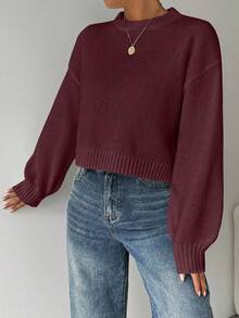 Celisse Jersey blanco de cuello redondo de manga larga, de unicolor y estilo casual para mujer Tropiluxe