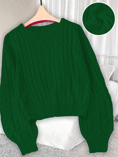 Regalyn Christmas Plus Size Women Casual Slim Fit Crew Neck Long Sleeve Cable Knit Pullover Sweater, Autumn/Winter