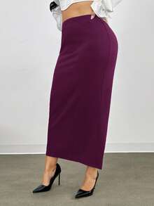 Firerie 大码高腰中长 A 字裙 - 中紫紅色 - 查看 4