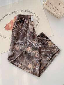 SHEIN Young Boys Casual Camo Print Woven Wide Leg Pants With Pockets,Straight Leg Lightweight Versatile Pants For Summer,School,Outings,Sports & Gatherings - Army Green - View 6