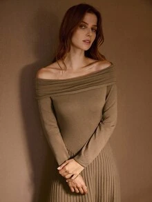 MOTF PREMIUM 秋冬褶饰毛衣裙