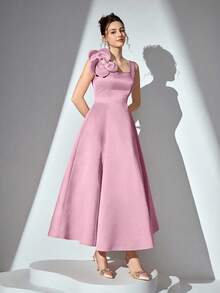 Poshira 大码女士夏季礼服，纯色时尚