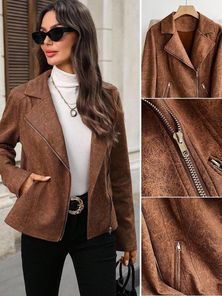 Women's Fashion Casual Lapel Pocket Long Sleeve Jacket Winter Clothes For Women Winter Jacket Winter Coat Winter Coat Women Winter Clothes Women Brown Jacket Women Brown Blazer Women Women Blazers Cropped Blazer Fall Clothes For Women