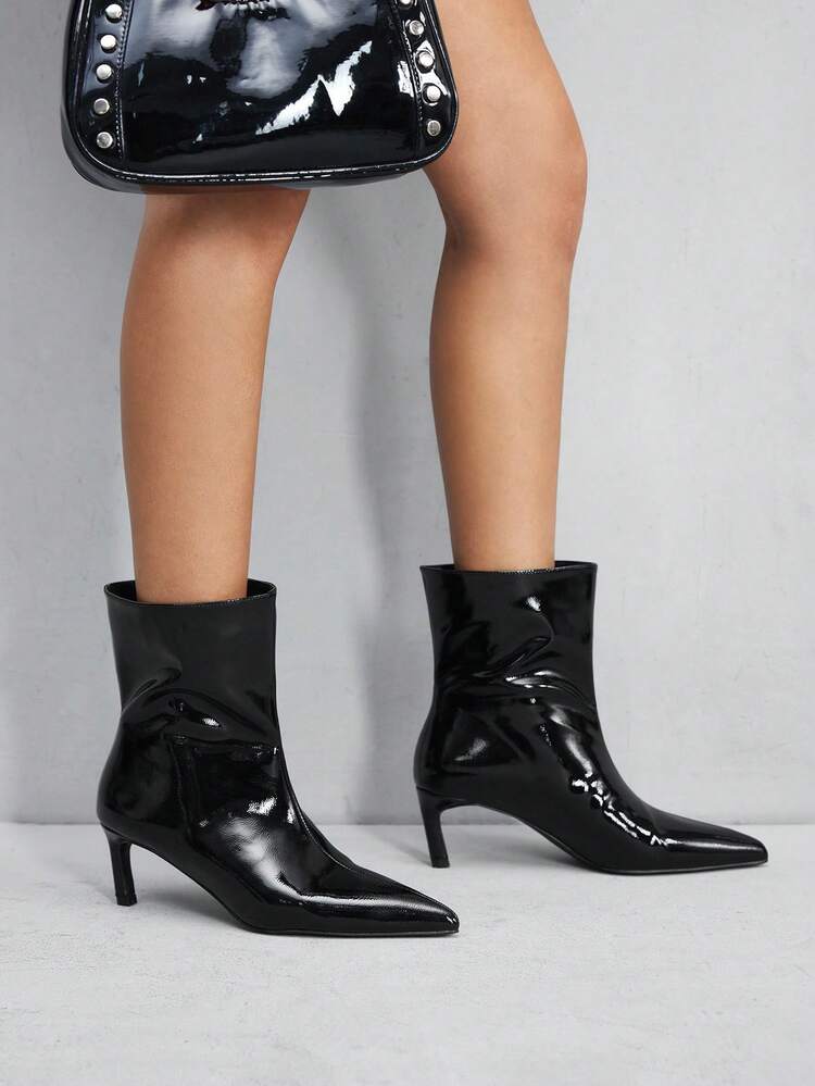 CUCCOO SZL Women's Classic Black Wide Leg Ankle Boots